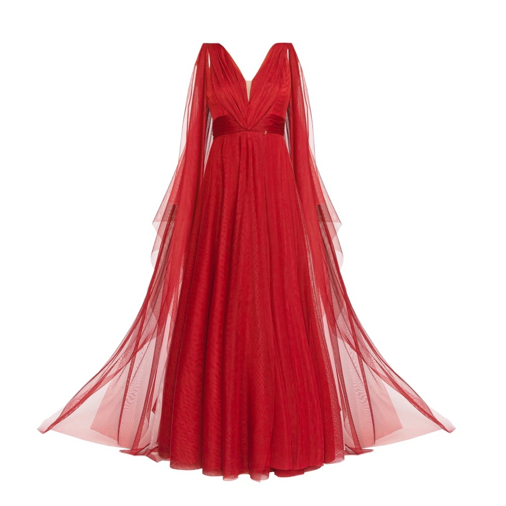 Red Tulle Gown
